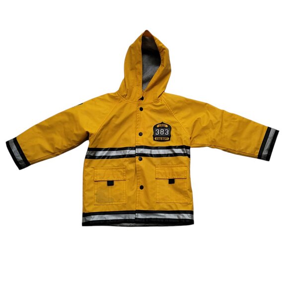 Kids Western Chief Fireman fighter Rain Coat Jacket Yellow Hooded Lined 4T READ - Picture 1 of 16